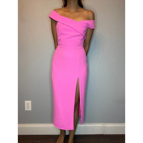 NBD Pink Off-Shoulder Midi Dress - Picture 3 of 14